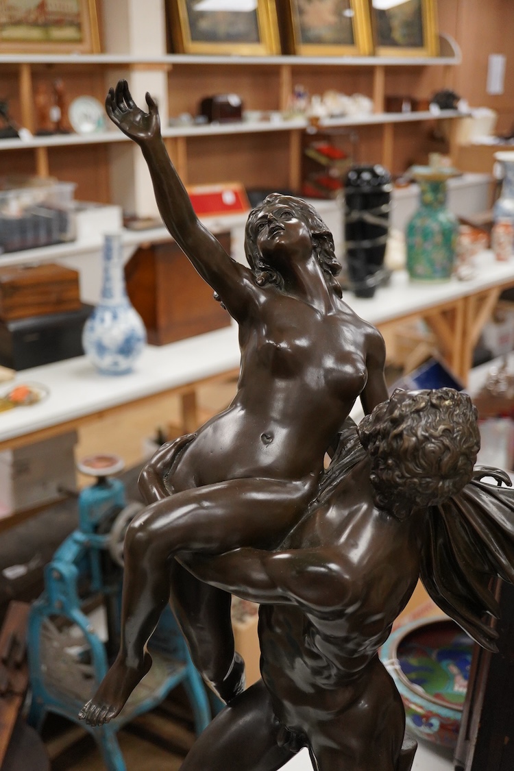 After Giambologna (1529-1608), ‘The Rape of a Sabine’, a patinated bronze raised on black marble base, 75.5cm high